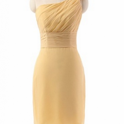 Yellow One Shoulder Have Short Dress Cocktail..