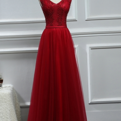 Dress Party Red Wine Light Pearl Long Wedding..