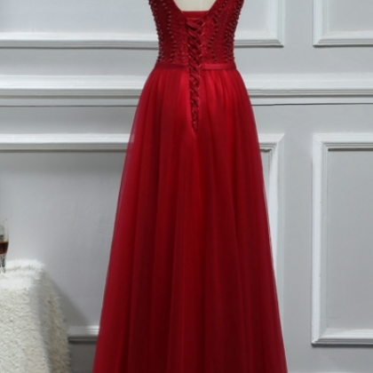 Dress Party Red Wine Light Pearl Long Wedding..