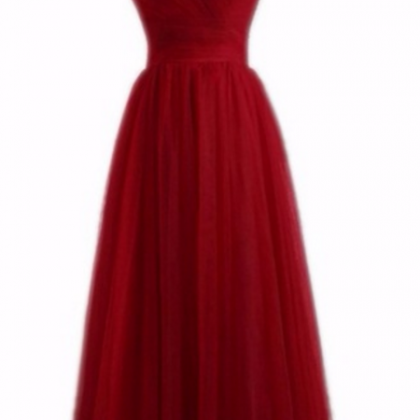 Dark Red Dress Evening A-ligne Wedding Dress Party..
