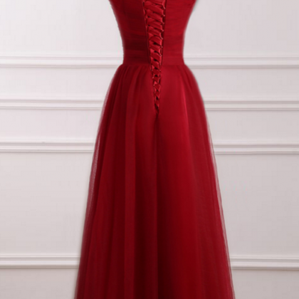 Dark Red Dress Evening A-ligne Wedding Dress Party..