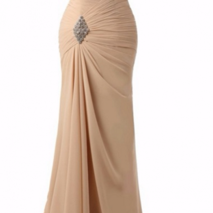 Champagne Ruched Sweetheart Floor Length Trumpet..