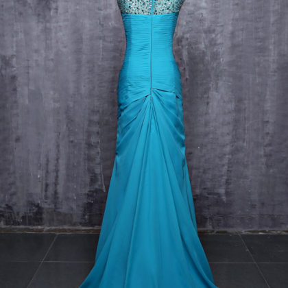 Blue V- The Mermaid Wedding Dress Evening Silk..