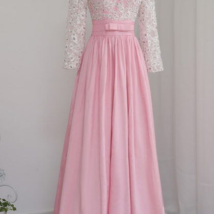 Rose Wedding Dress Party V-er Long Sleeve Taffeta..