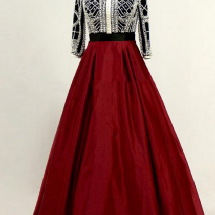 Arabic Style Pearls A-line Evening Dresses Real..