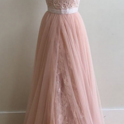 Halter Beaded Tulle A-line Long Prom Dress,..