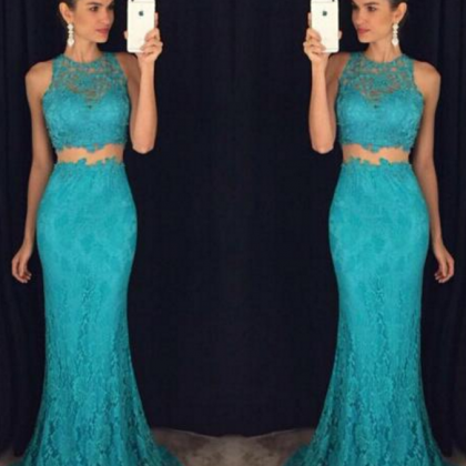 Sky Blue 2 Ball Gown, Lace Long Lace Sexy Ball..