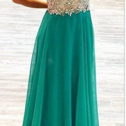 Green Backless Evening Dresses,beading Sequin Prom..
