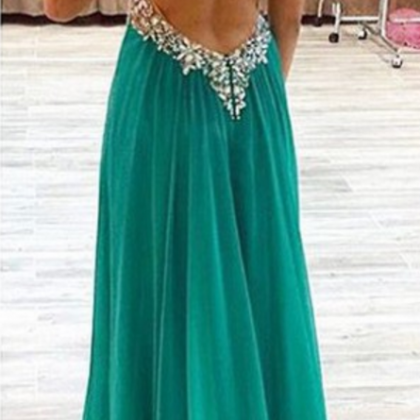 Green Backless Evening Dresses,beading Sequin Prom..