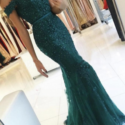 Prom Dresses,red Green Evening Gowns,off Shoulder..