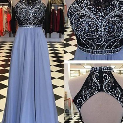 Charming Prom Dress, Black And Blue Prom Dress,..
