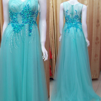 Blue Tulle Prom Dresses,v Neck Prom Dresses,prom..