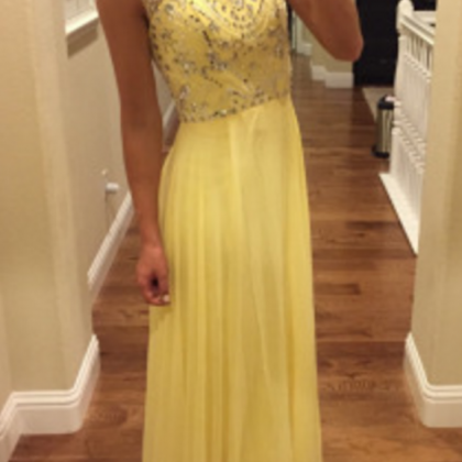 Yellow Chiffon Prom Dresses,prom Dresses， Prom..