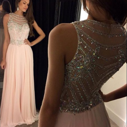 Beaded Prom Dress,a-line Prom Dress,pink Prom..