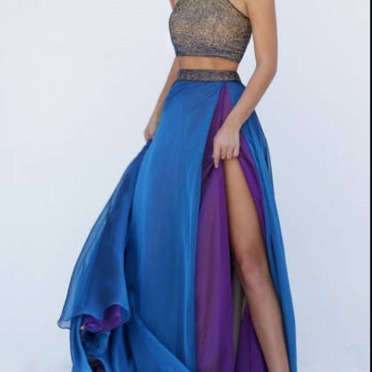 Two Piece Prom Dress, Long Evening Dress, Prom..
