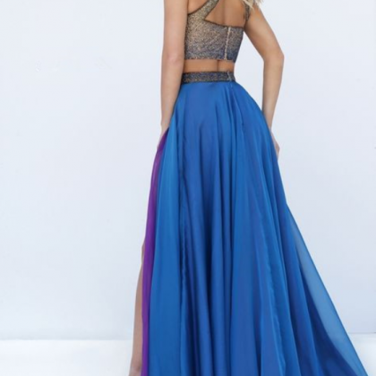 Two Piece Prom Dress, Long Evening Dress, Prom..
