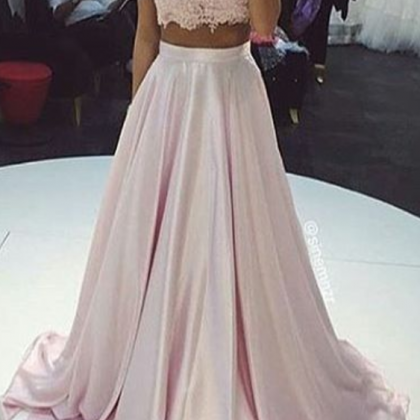 Two Pieces Prom Dress,a Line Prom Dresses,lace..