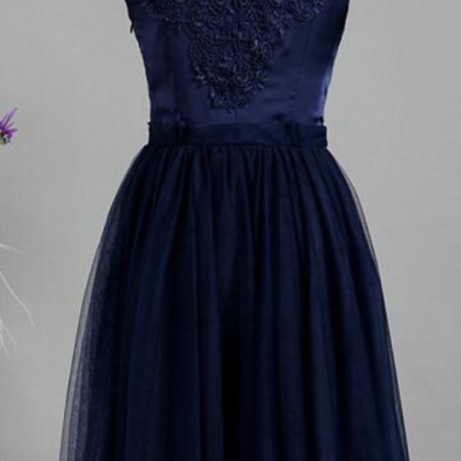 Navy Blue Off The Shoulder Lace Top Short Homecoming Dress with Long Sleeves main image 1