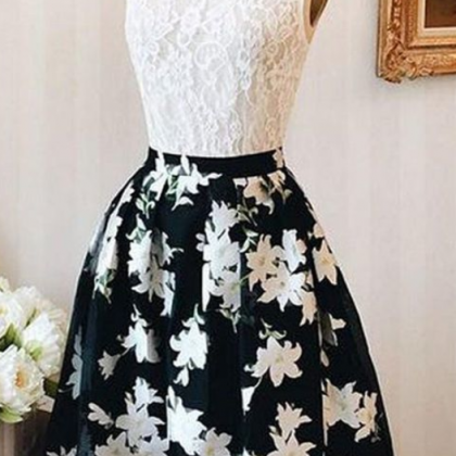 Cute A Line Lace Short Prom Dress, Lace Homecoming..