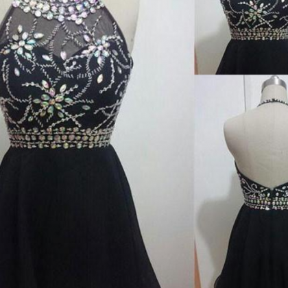 Backless Black Short Prom Dresses, Cute Homecoming..