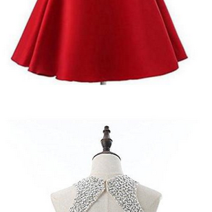 Red Jewel Satin Short Homecoming Dress,prom Dress..