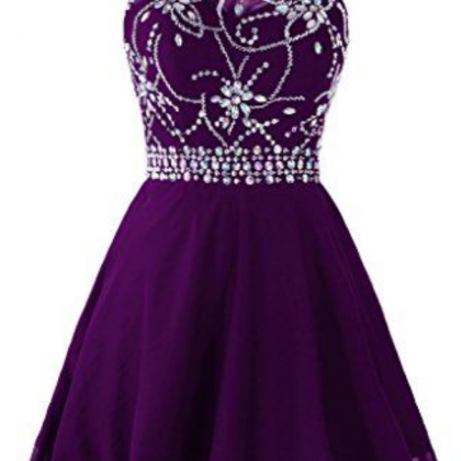 Purple Homecoming Dresses,rhinestone Homecoming..