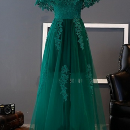Green Long Lace Prom Dresses , Evening Dress Party..