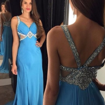 Blue Prom Dresses,a-line Prom Dress,sparkle Prom..