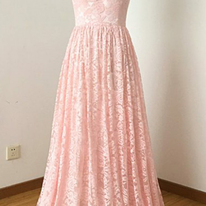 Bright Pink Lace Cap Sleeve Custom Made Long Prom..