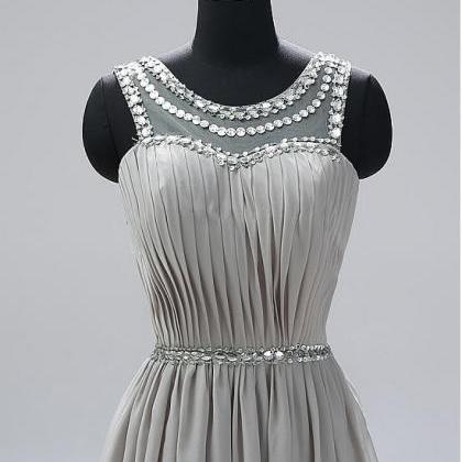 A Line Criss Cross Chiffon Beadings Prom Dress LBQ2838 main image 1
