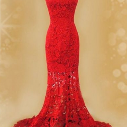 Charming Red Prom Dress,elegant Evening Dress,lace..