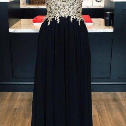 Gray Round Neck Lace Applique Long Prom Dress,..