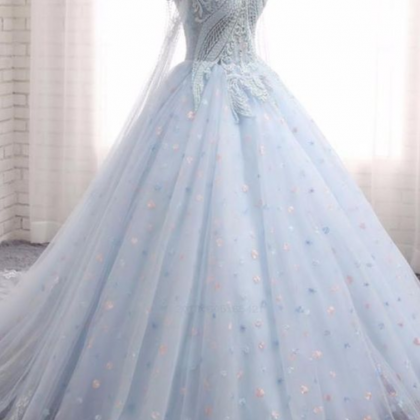 Comfortable Appliques Sweetheart Baby Blue Tulle..