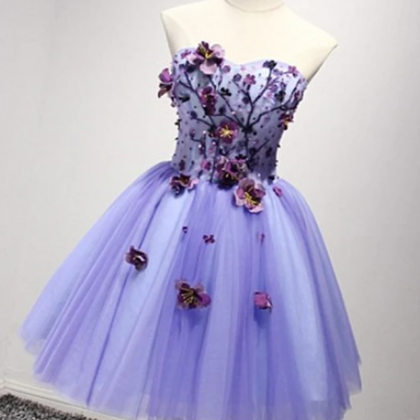 Sweetheart Flowers Homecoming Dress, Chic Short..