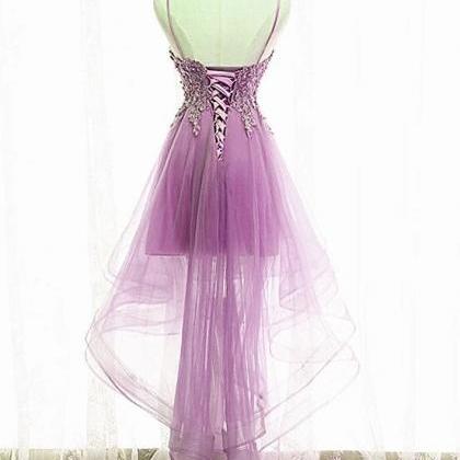 Homecoming Dress, High Low Straps Prom Dress