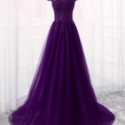 Tulle With Lace Applique Long Party Dress, Prom..