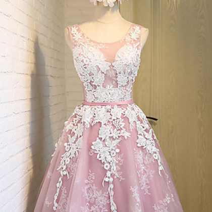 Homecoming Dresses With Lace, Round Neck..