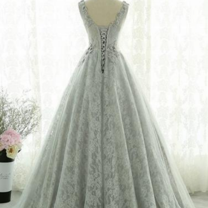 Y Lace Tulle Long Prom Dress, Evening Dress