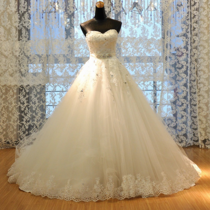 Real Photos A Line Bridal Wedding Dress With Sash