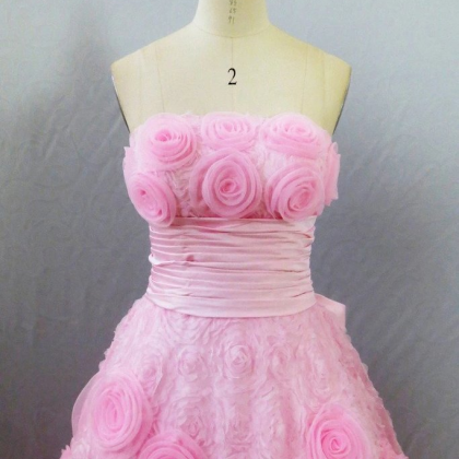 Trapless A Line Prom Dress With Flowers, Unique..