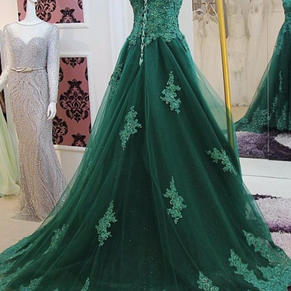 Sleeveless Appliqued Evening Gown