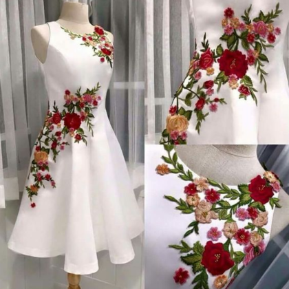 Embroidery ,flowered,a-line, Homecoming Dress,..