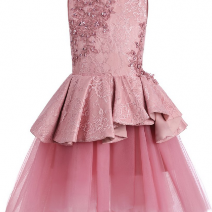 Lace Tulle High Low Ruffles Cute Flower Girl..