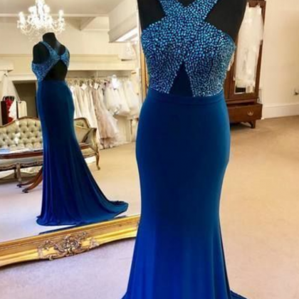Beading Mermaid Evening Gown, Formal Long Prom..