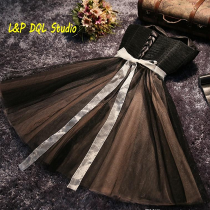 Sexy Black Prom Dresses Ball Gown Pleats Tulle..