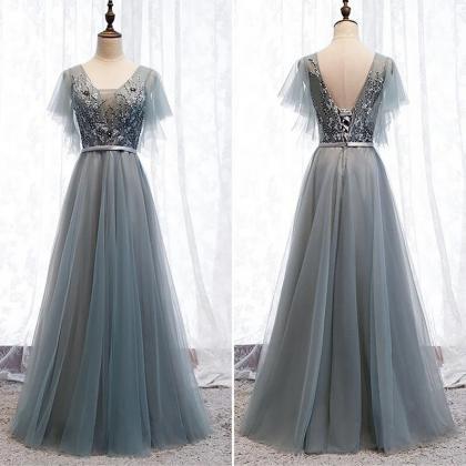 Prom Dress Color Decorate With Embroidered..