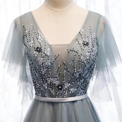 Prom Dress Color Decorate With Embroidered..
