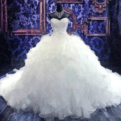 Luxury Beaded Embroidery Ball Gowns Wedding..