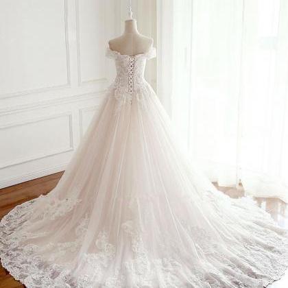 Princess Wedding Dresses Turkey White Appliques..