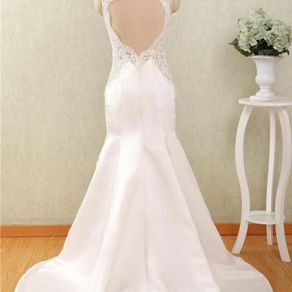 Satin Wedding Dresses Custom Made Mermaid Bridal..